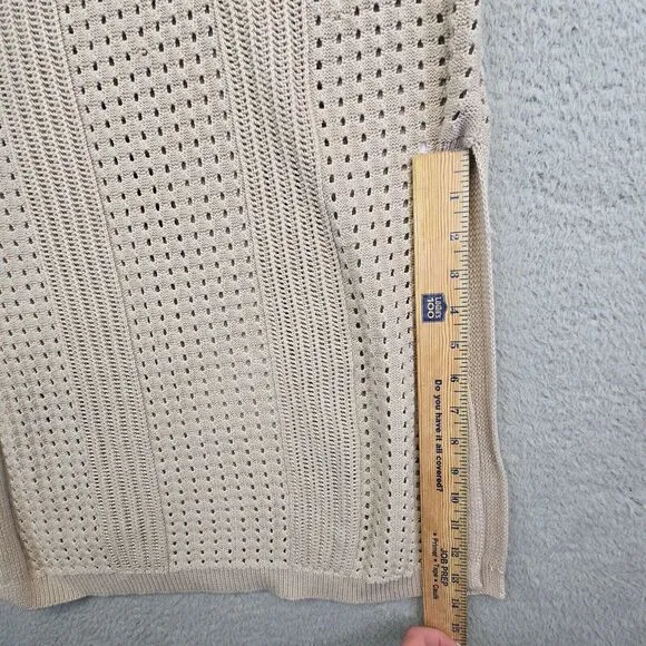 Tahari Sweater Dress Womens XL Beige Sleeveless Eyelets Grunge Punk Beach Resort