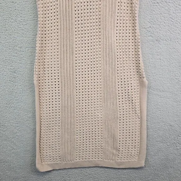Tahari Sweater Dress Womens XL Beige Sleeveless Eyelets Grunge Punk Beach Resort