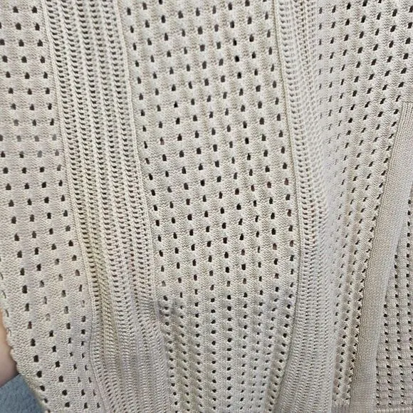 Tahari Sweater Dress Womens XL Beige Sleeveless Eyelets Grunge Punk Beach Resort