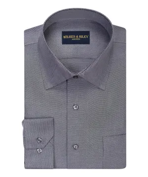 Tailored Fit Charcoal Spread Collar Non-Iron Queens Oxford Dress Shirt