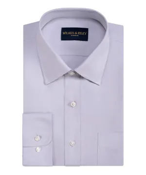Tailored Fit Grey Spread Collar Non-Iron Pinpoint Oxford Dress Shirt