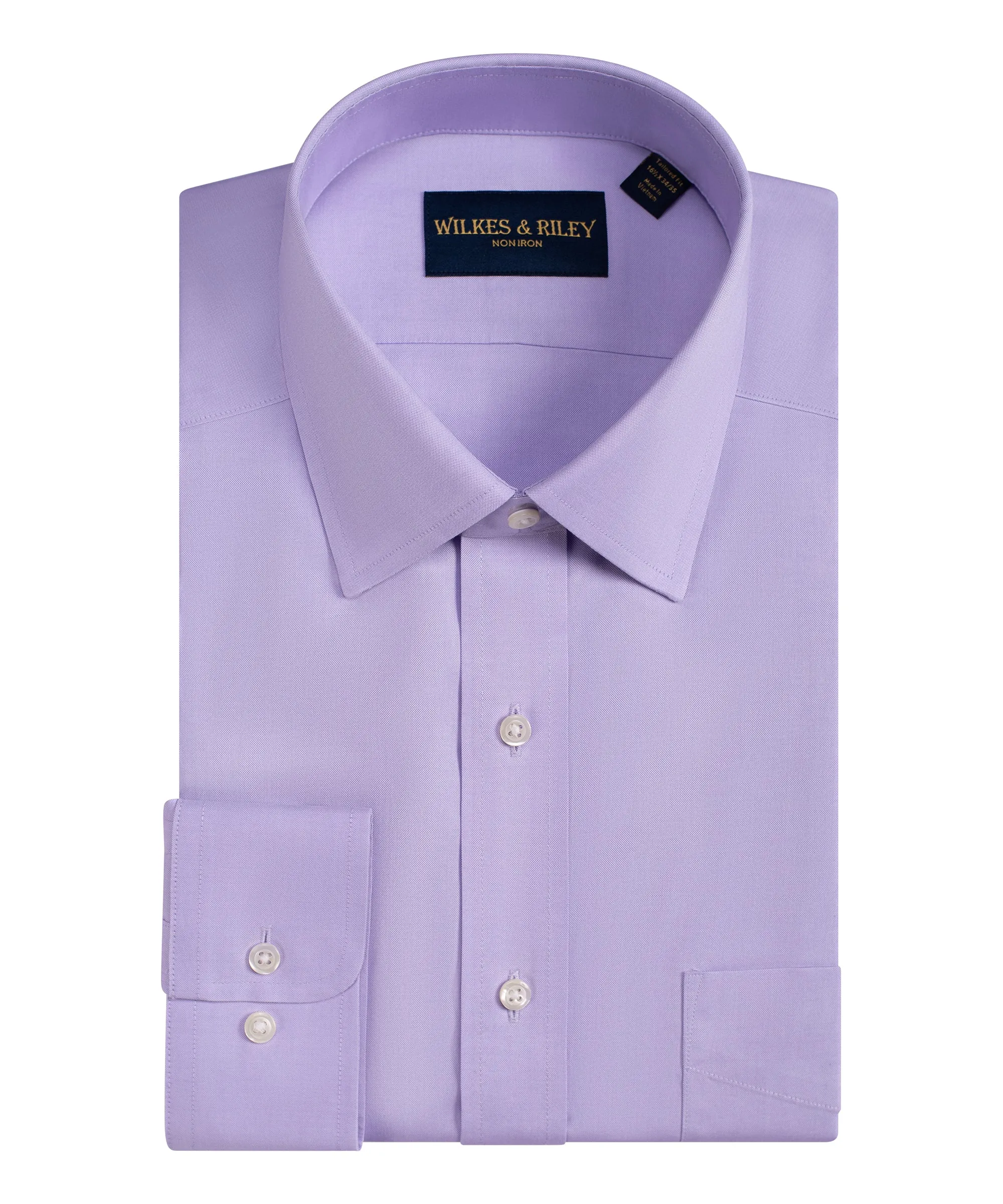 Tailored Fit Lavender Spread Collar Collar Non-Iron Pinpoint Oxford Dress Shirt