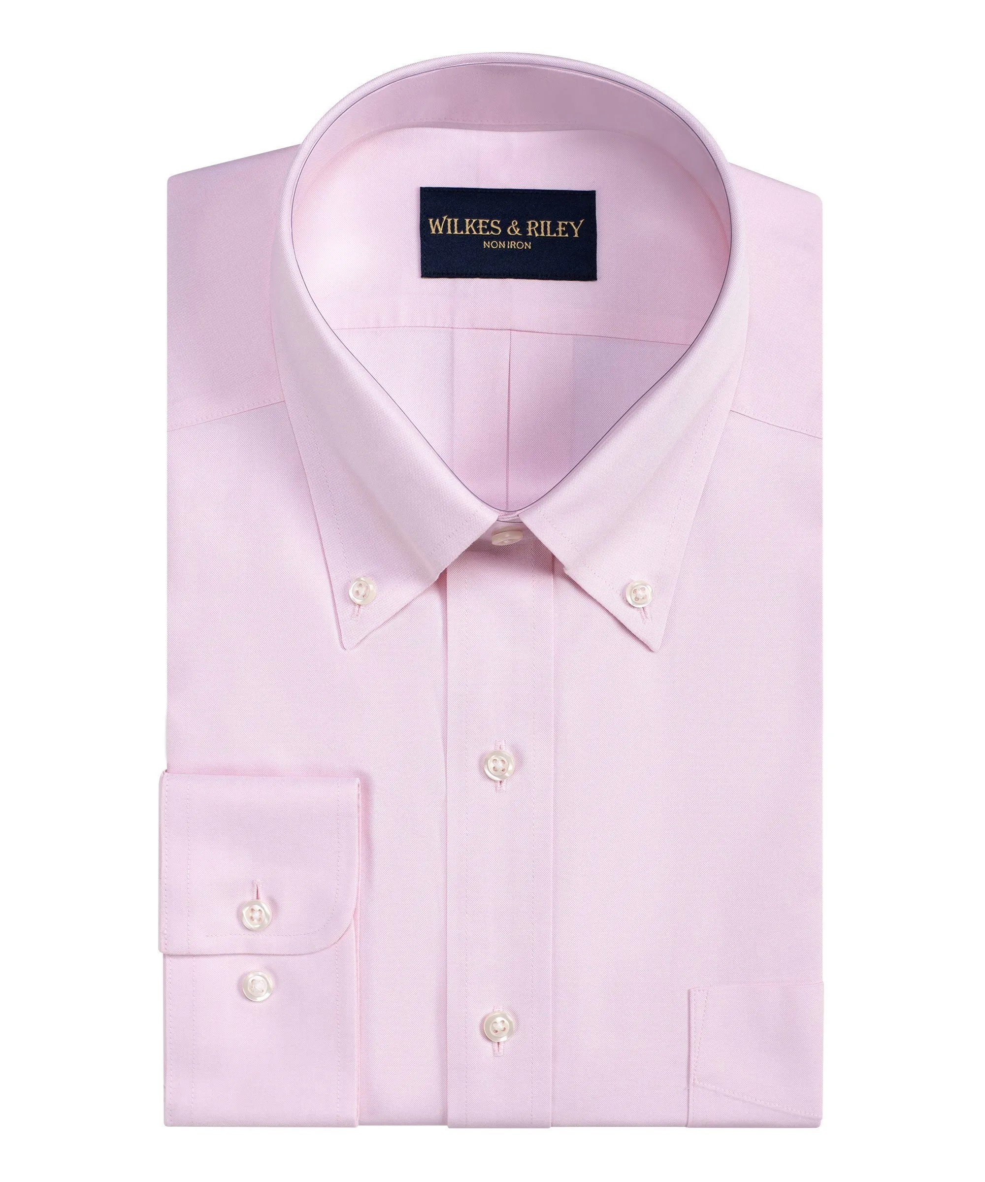 Tailored Fit Pink Button-Down Collar Non-Iron Pinpoint Oxford Dress Shirt