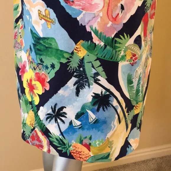 TALBOTS | Tropical Print A-Line Canvas Skirt
