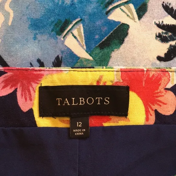 TALBOTS | Tropical Print A-Line Canvas Skirt