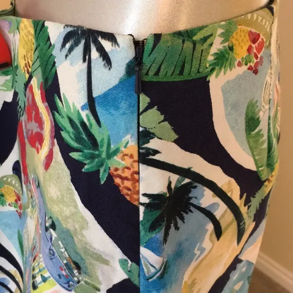 TALBOTS | Tropical Print A-Line Canvas Skirt