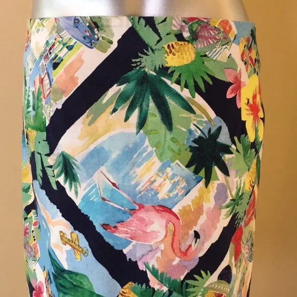 TALBOTS | Tropical Print A-Line Canvas Skirt