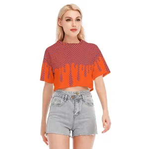 Tangerine Drippy Checker Crop Top