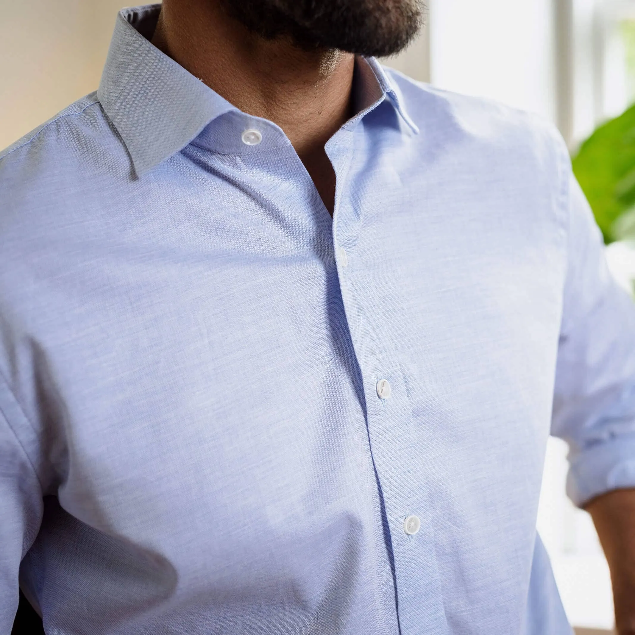 The Light Blue Brompton Mouline Custom Shirt