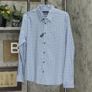 Tommy Hilfiger No Tuck It Athletic Fit Stretch Oxford Dress Shirt Blue Green L