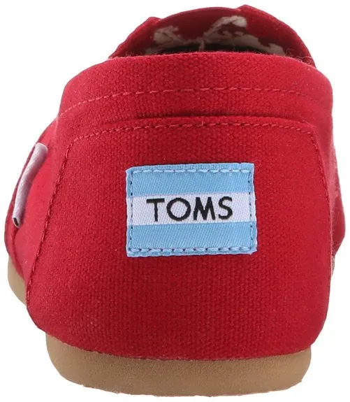 TOMS Womens Red Canvas Slip-On Shoes Size 5.5
