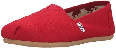 TOMS Womens Red Canvas Slip-On Shoes Size 5.5
