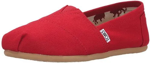 TOMS Womens Red Canvas Slip-On Shoes Size 5.5