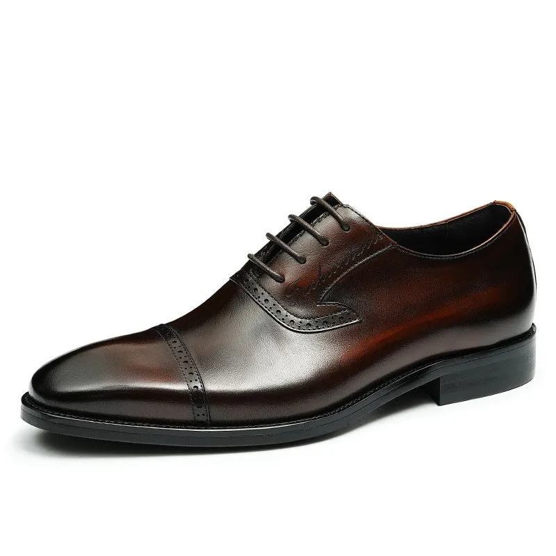 Top Layer Cowhide Men's Leather Shoes Men's Leather Shoes Genuine Leather Formal Business Oxford Shoes Top Layer Cowhide British Men's Shoes96111