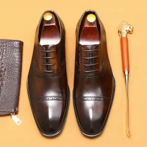 Top Layer Cowhide Men's Leather Shoes Men's Leather Shoes Genuine Leather Formal Business Oxford Shoes Top Layer Cowhide British Men's Shoes96111