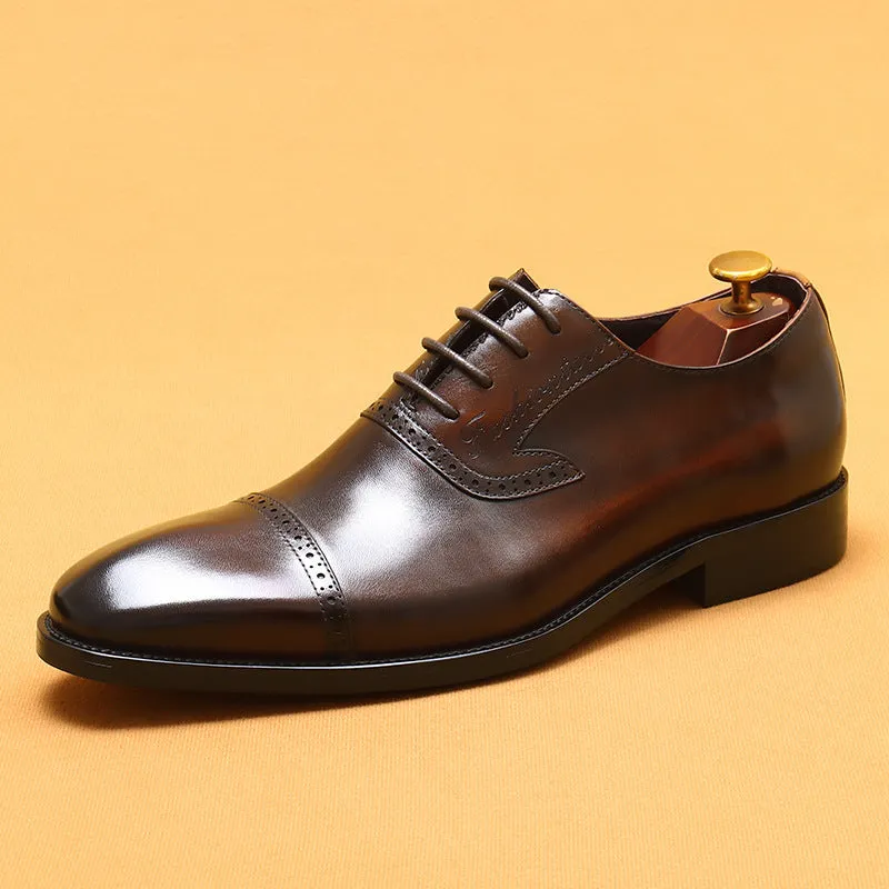 Top Layer Cowhide Men's Leather Shoes Men's Leather Shoes Genuine Leather Formal Business Oxford Shoes Top Layer Cowhide British Men's Shoes96111