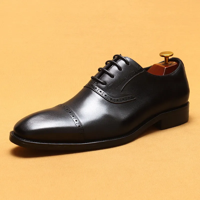 Top Layer Cowhide Men's Leather Shoes Men's Leather Shoes Genuine Leather Formal Business Oxford Shoes Top Layer Cowhide British Men's Shoes96111