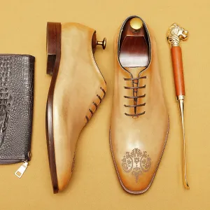 Top Layer Cowhide Men's Leather Shoes Pointed Leather Shoes Men's Genuine Leather England Style Carved Business Formal Wear Oxford Shoes an Entire Cowhide Men's Shoes68881