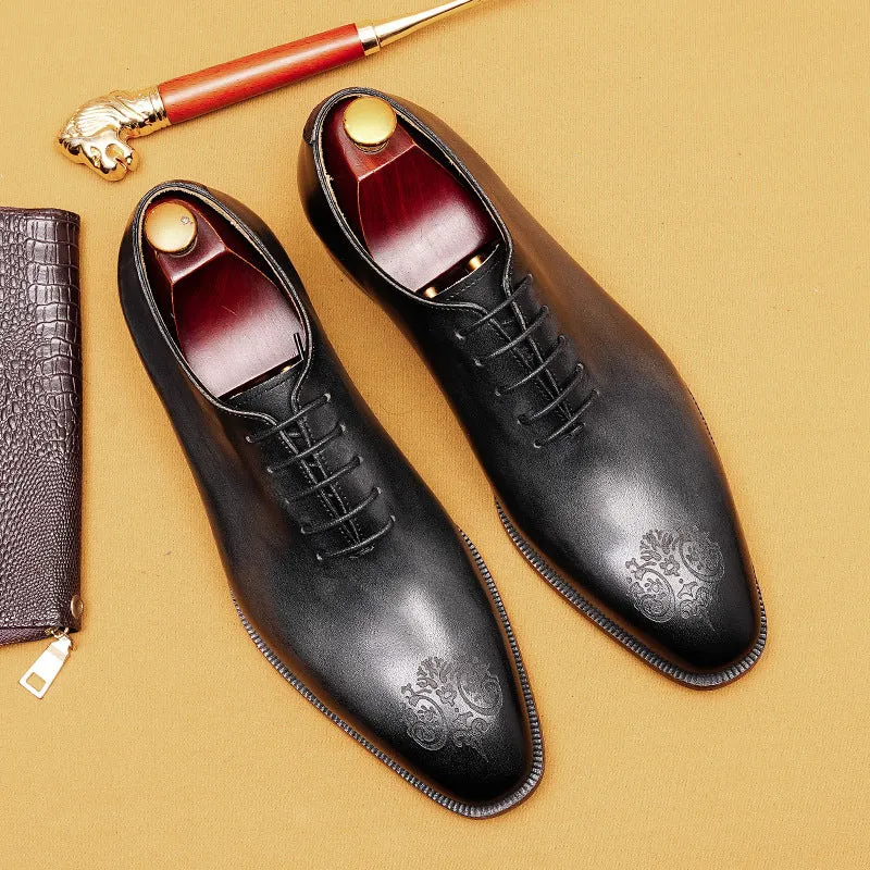 Top Layer Cowhide Men's Leather Shoes Pointed Leather Shoes Men's Genuine Leather England Style Carved Business Formal Wear Oxford Shoes an Entire Cowhide Men's Shoes68881