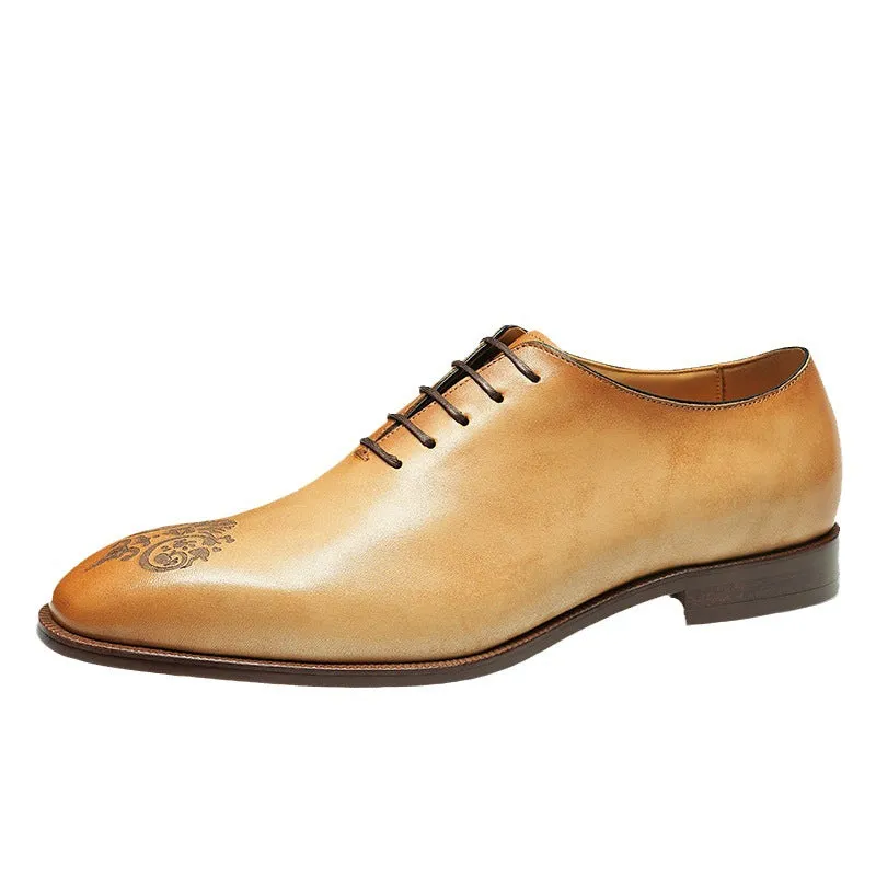 Top Layer Cowhide Men's Leather Shoes Pointed Leather Shoes Men's Genuine Leather England Style Carved Business Formal Wear Oxford Shoes an Entire Cowhide Men's Shoes68881