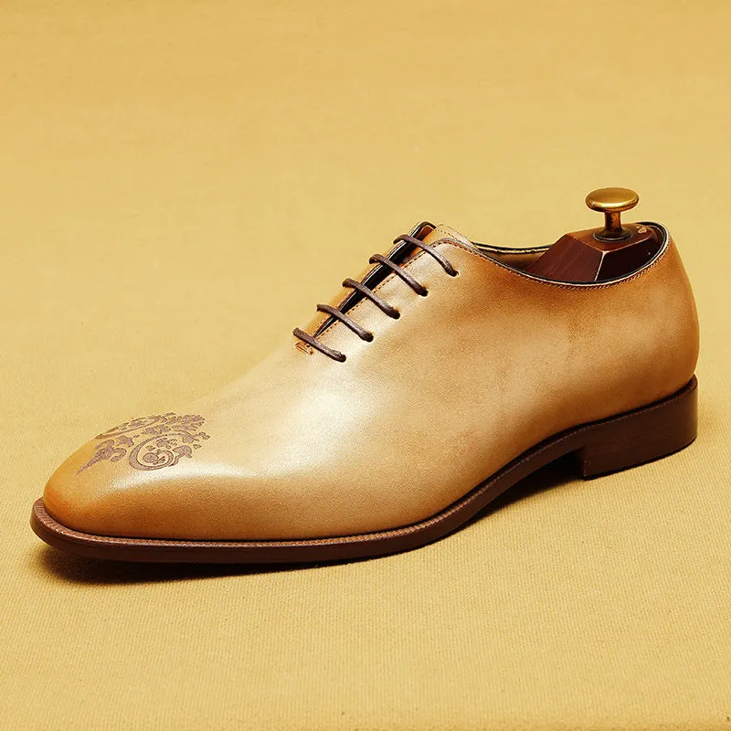 Top Layer Cowhide Men's Leather Shoes Pointed Leather Shoes Men's Genuine Leather England Style Carved Business Formal Wear Oxford Shoes an Entire Cowhide Men's Shoes68881