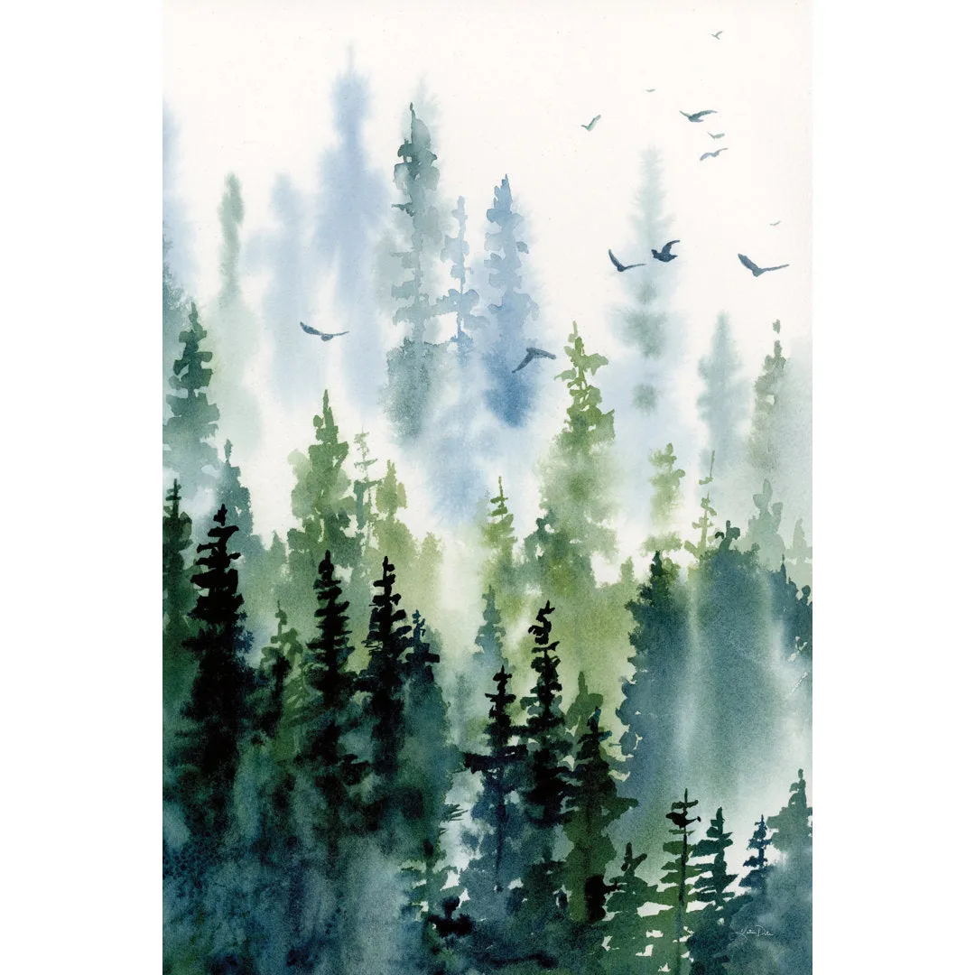 Treeline by Katrina Pete - Wrapped Canvas Painting Print Kelly Clarkson Home Frame Color: Gold Size: 48" H x 32" W   Format: Framed Print with Mat