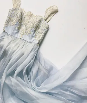Unique sweetheart lace chiffon long prom dress, lace evening dress