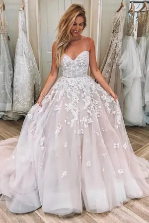 Unique sweetheart tulle lace long prom dress, tulle evening dress