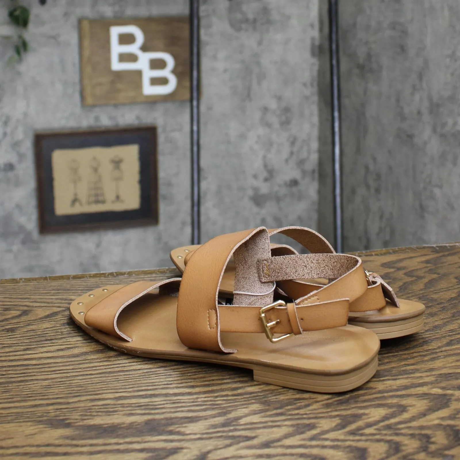 Universal Thread Women's Becca Studded Ankle Strap Sandals Tan Brown 8.5W