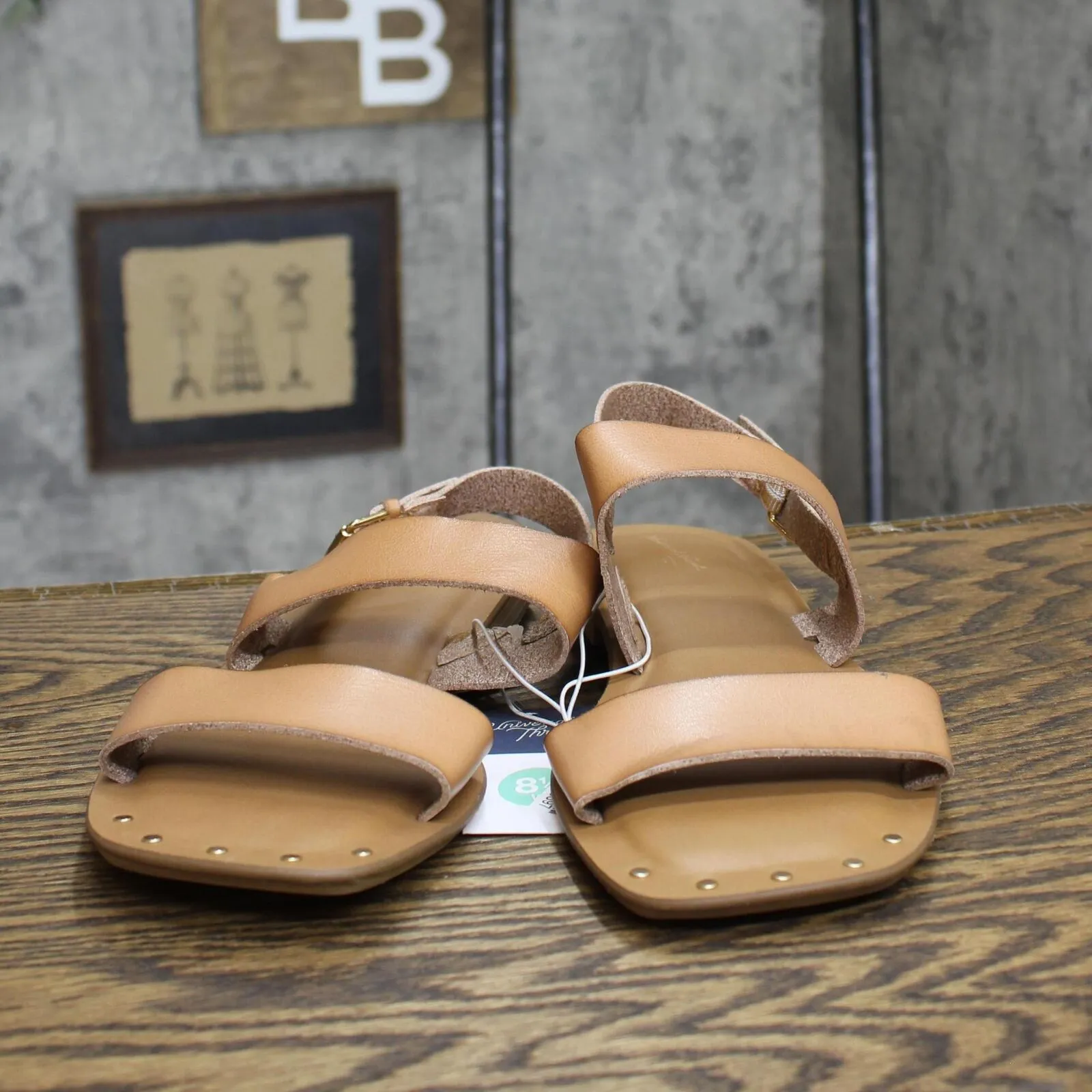 Universal Thread Women's Becca Studded Ankle Strap Sandals Tan Brown 8.5W