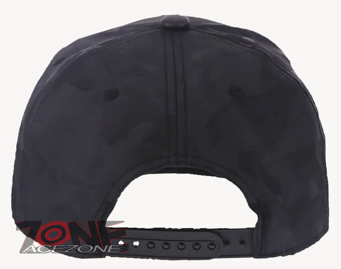 USA FLAG STAR FAUX LEATHER VISOR FLAT BILL BASEBALL CAP HAT CAMOUFLAGE BLACK