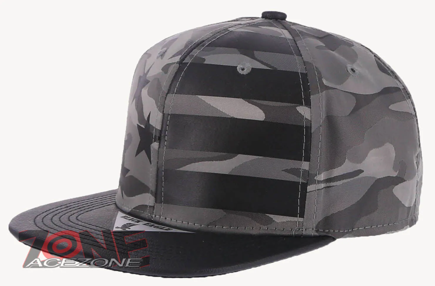 USA FLAG STAR FAUX LEATHER VISOR FLAT BILL BASEBALL CAP HAT CAMOUFLAGE GRAY