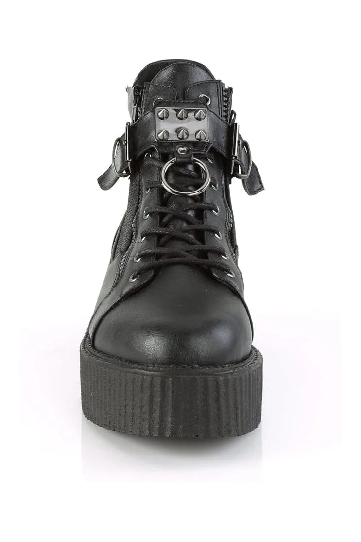 V-CREEPER-566 Black Vegan Leather Creeper