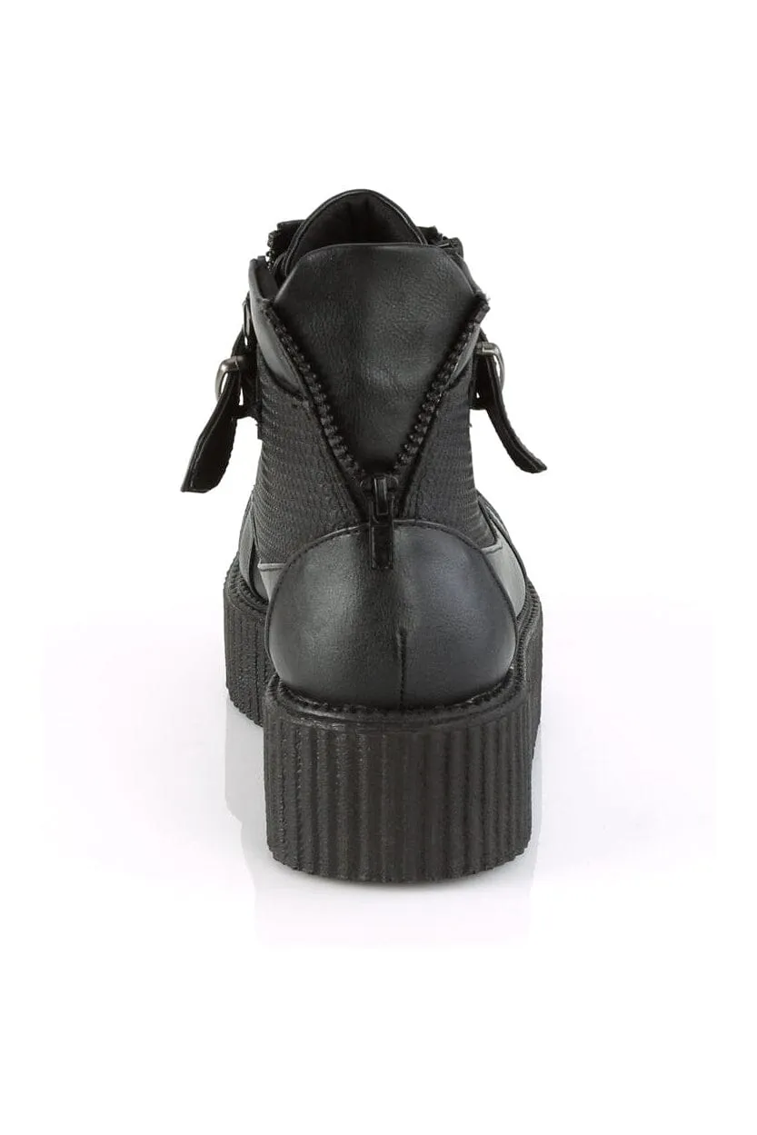 V-CREEPER-566 Black Vegan Leather Creeper
