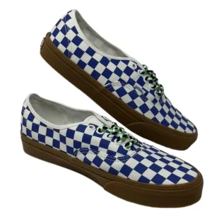 VANS Authentic Shoe Men's Check Sneaker Skate Low Canvas Blue White VN0009PVY6Z