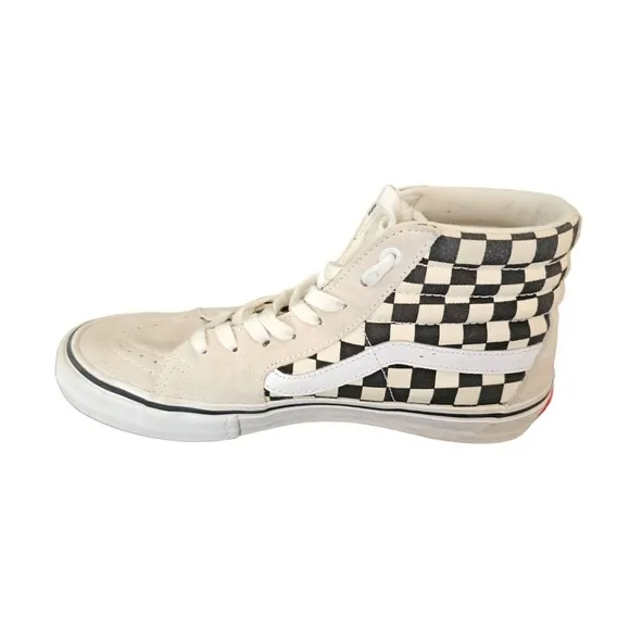 Vans Pro Sk8 Hi Checkerboard Shoes Suede Men 8 WHITE 40.5 Off the Wall H…