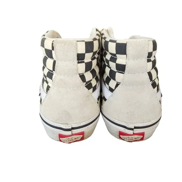 Vans Pro Sk8 Hi Checkerboard Shoes Suede Men 8 WHITE 40.5 Off the Wall H…