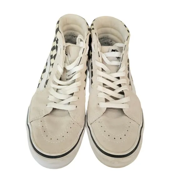 Vans Pro Sk8 Hi Checkerboard Shoes Suede Men 8 WHITE 40.5 Off the Wall H…
