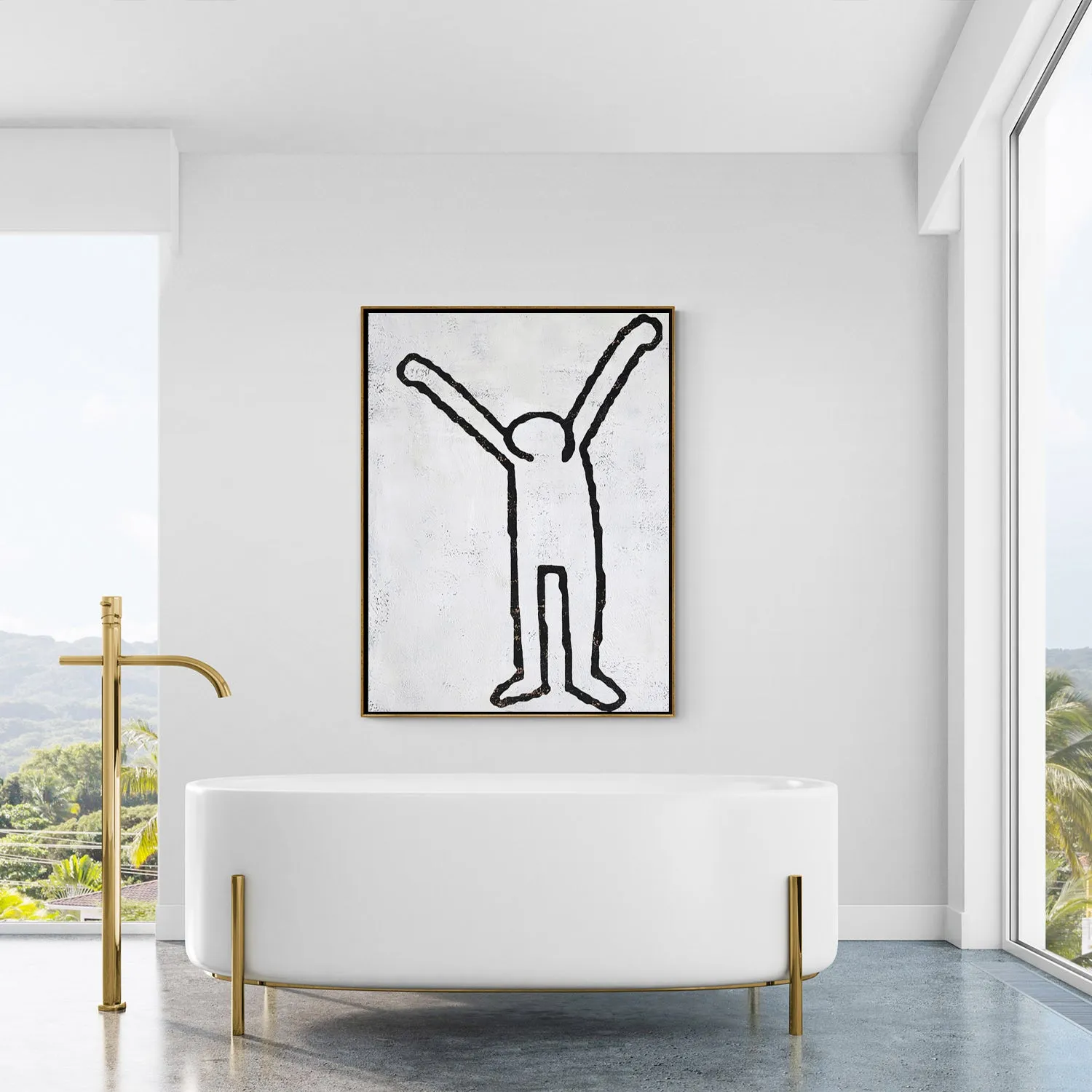 Vertical Abstract Dancing Man Painting H206V