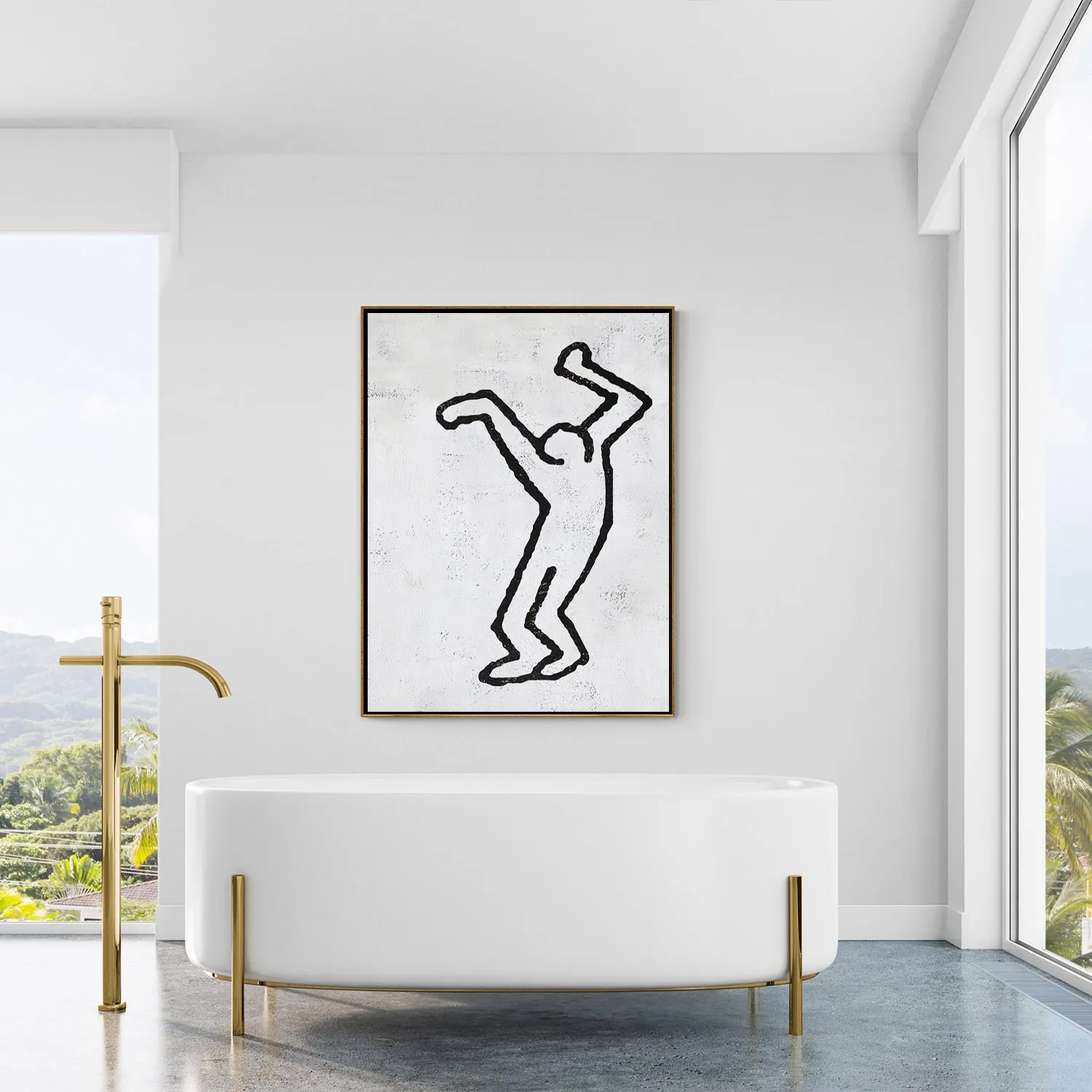 Vertical Abstract Dancing Man Painting H207V