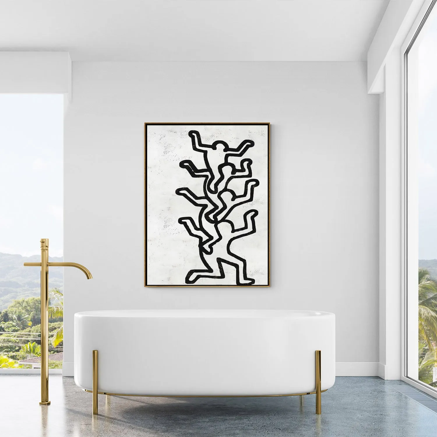 Vertical Abstract Dancing Man Painting H309V