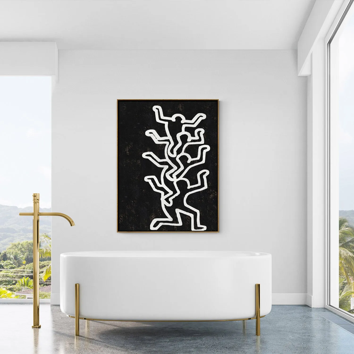 Vertical Abstract Dancing Man Painting H309VR