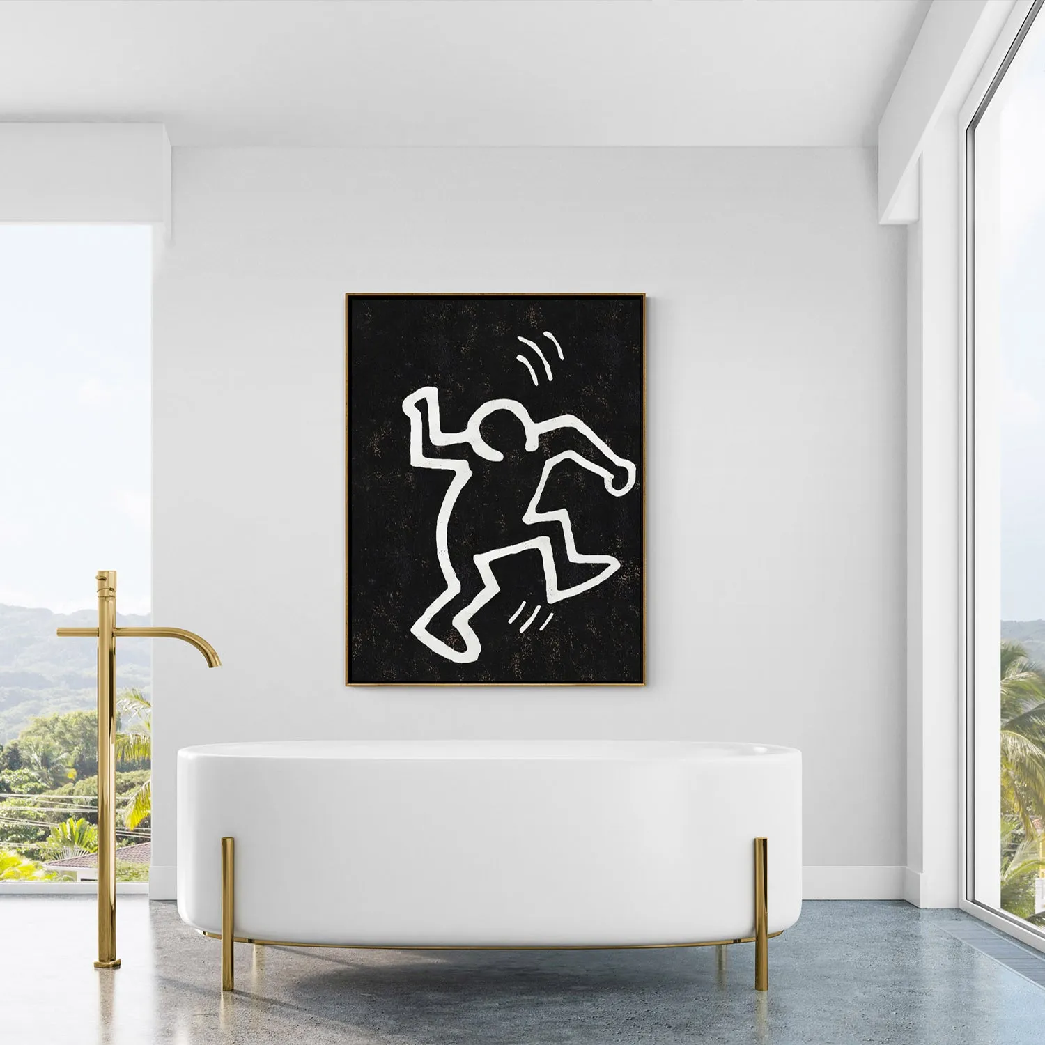 Vertical Abstract Dancing Man Painting H319VR
