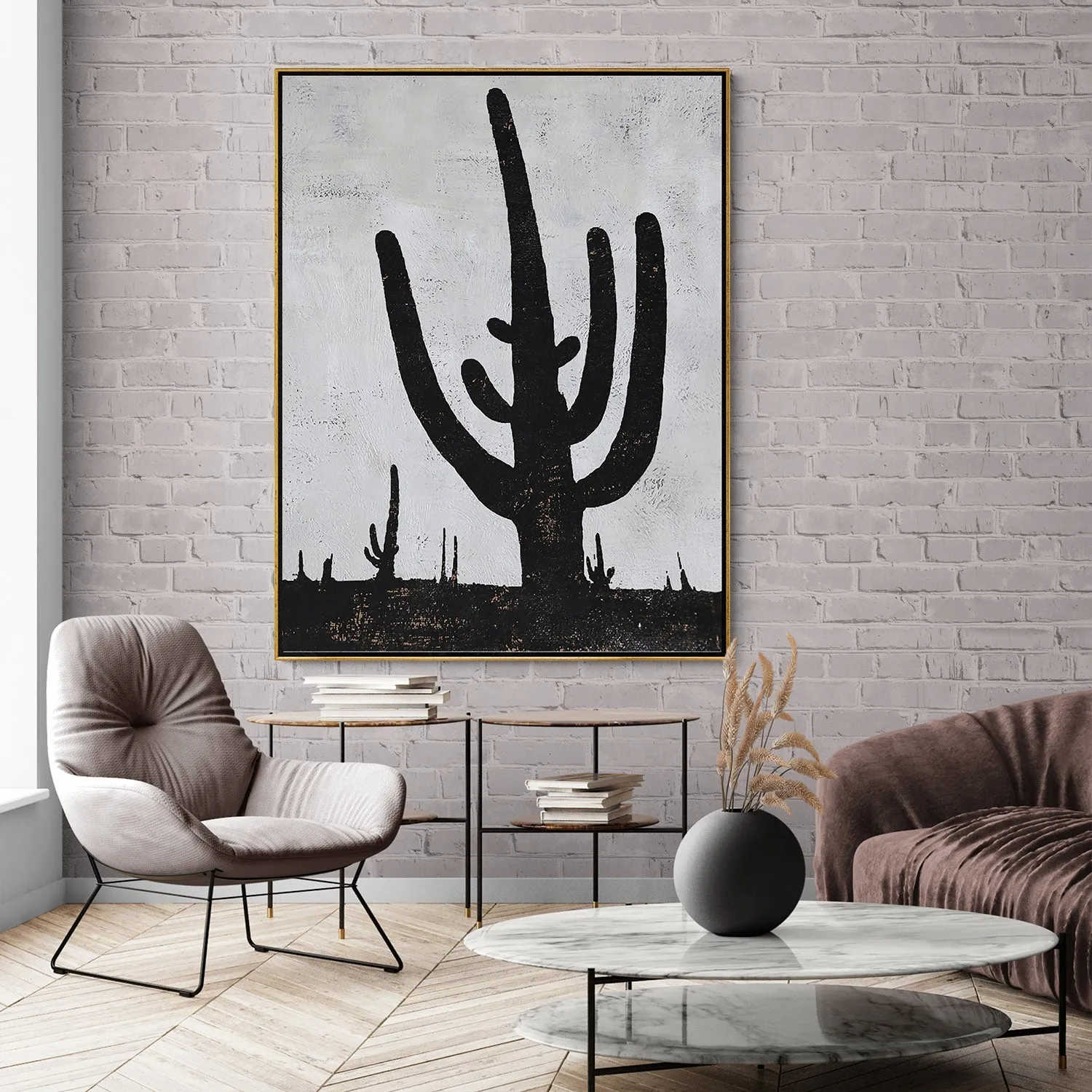 Vertical Minimalist Cactus Painting H258V