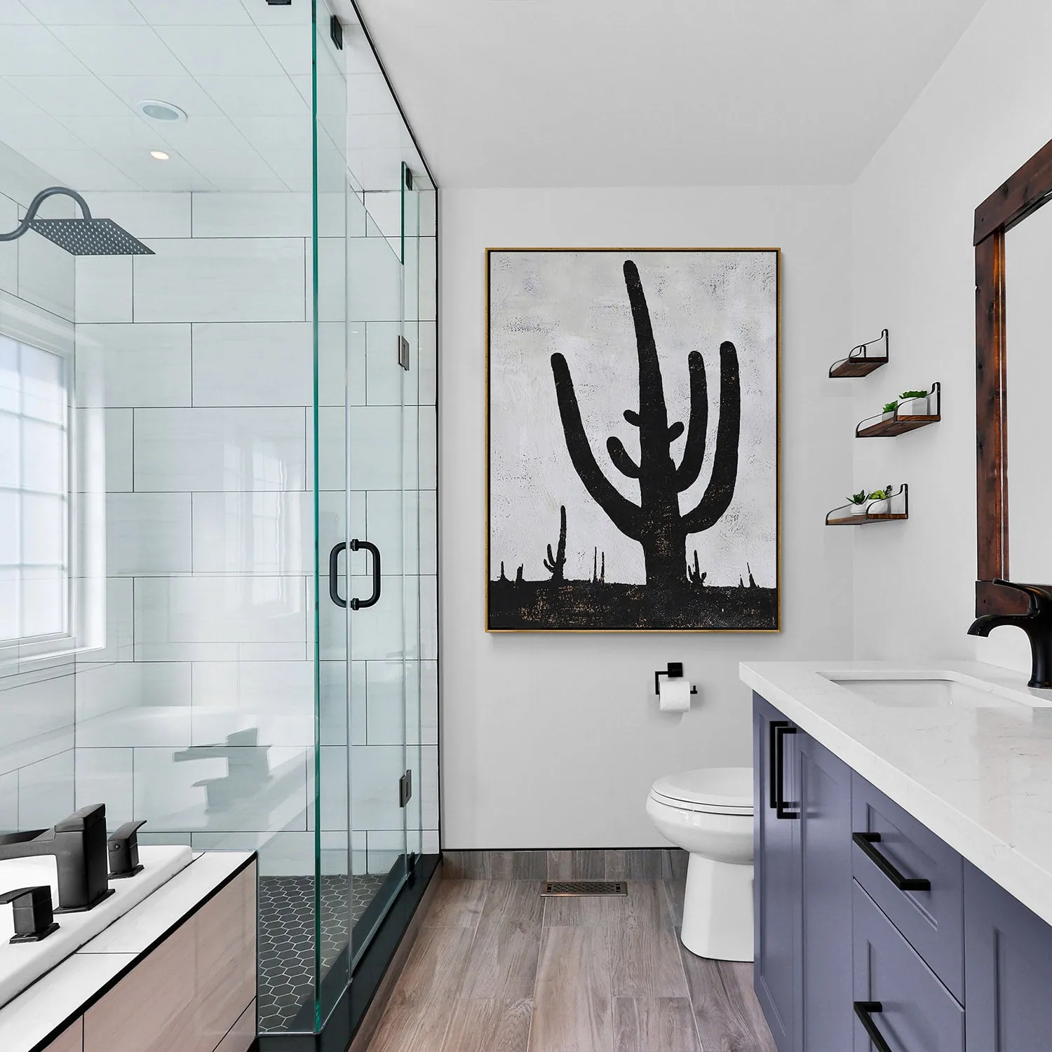 Vertical Minimalist Cactus Painting H258V