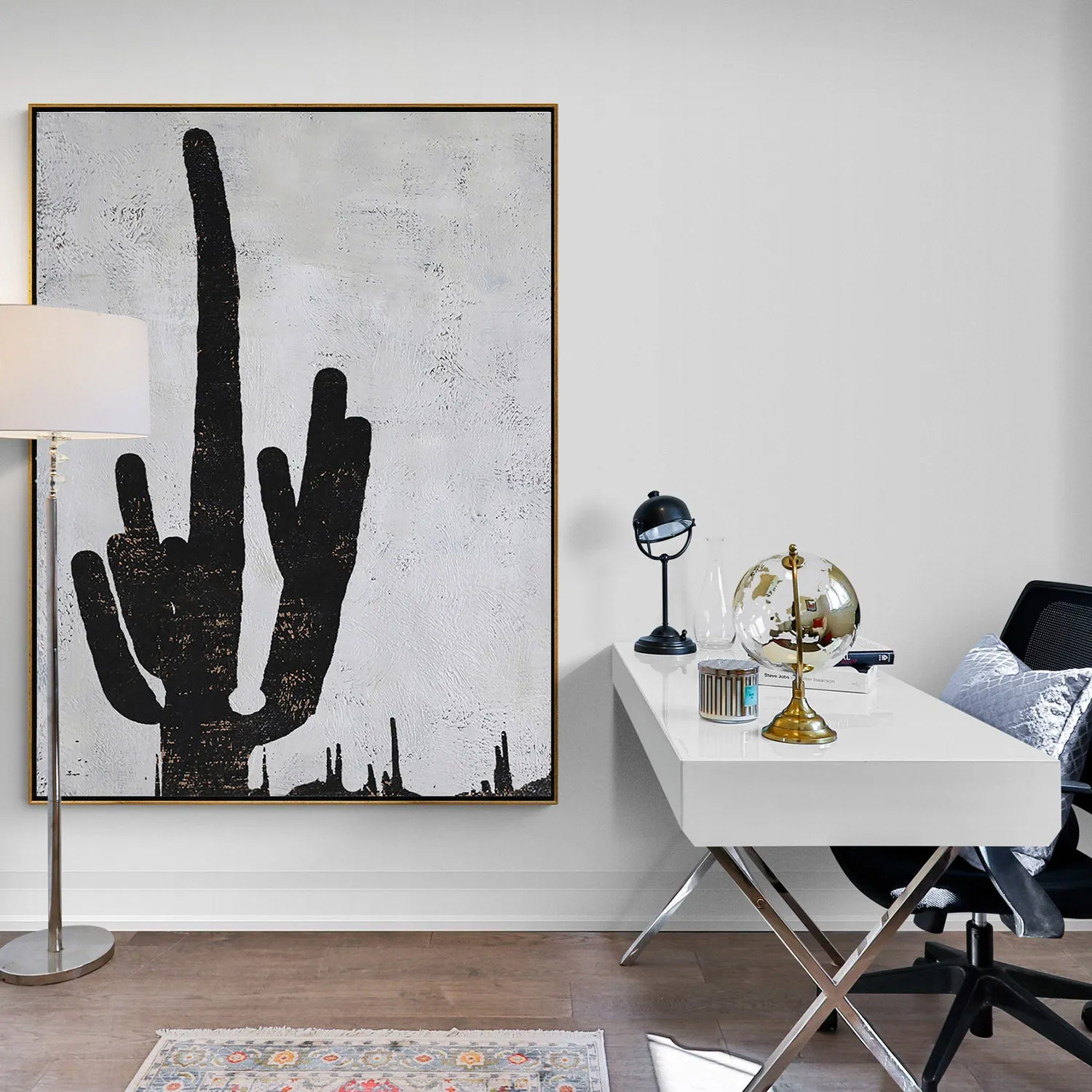 Vertical Minimalist Cactus Painting H259V