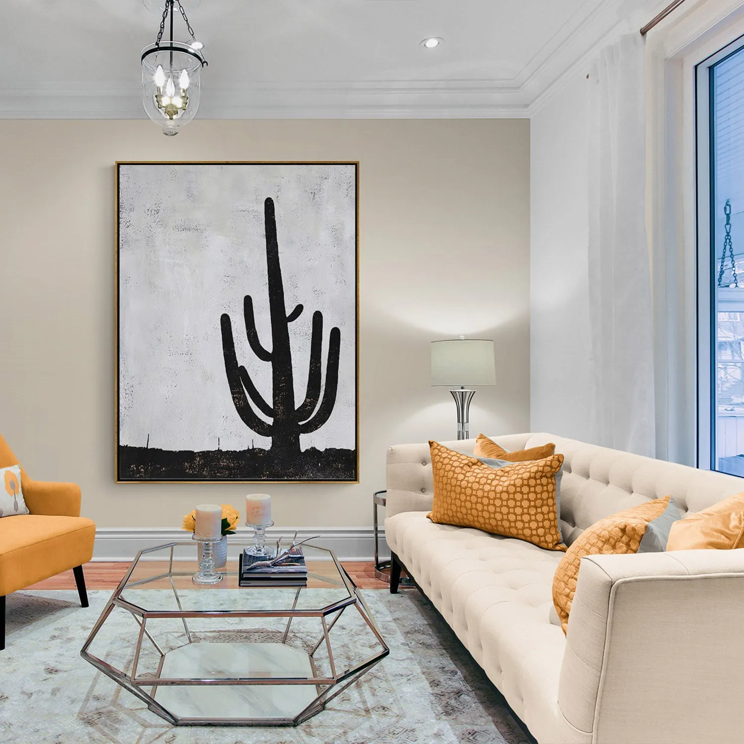 Vertical Minimalist Cactus Painting H261V