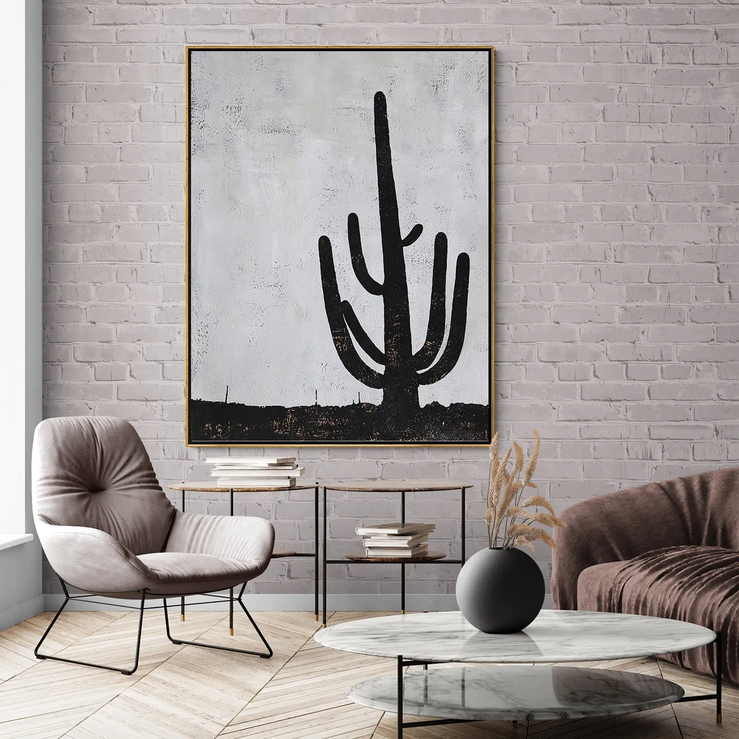 Vertical Minimalist Cactus Painting H261V