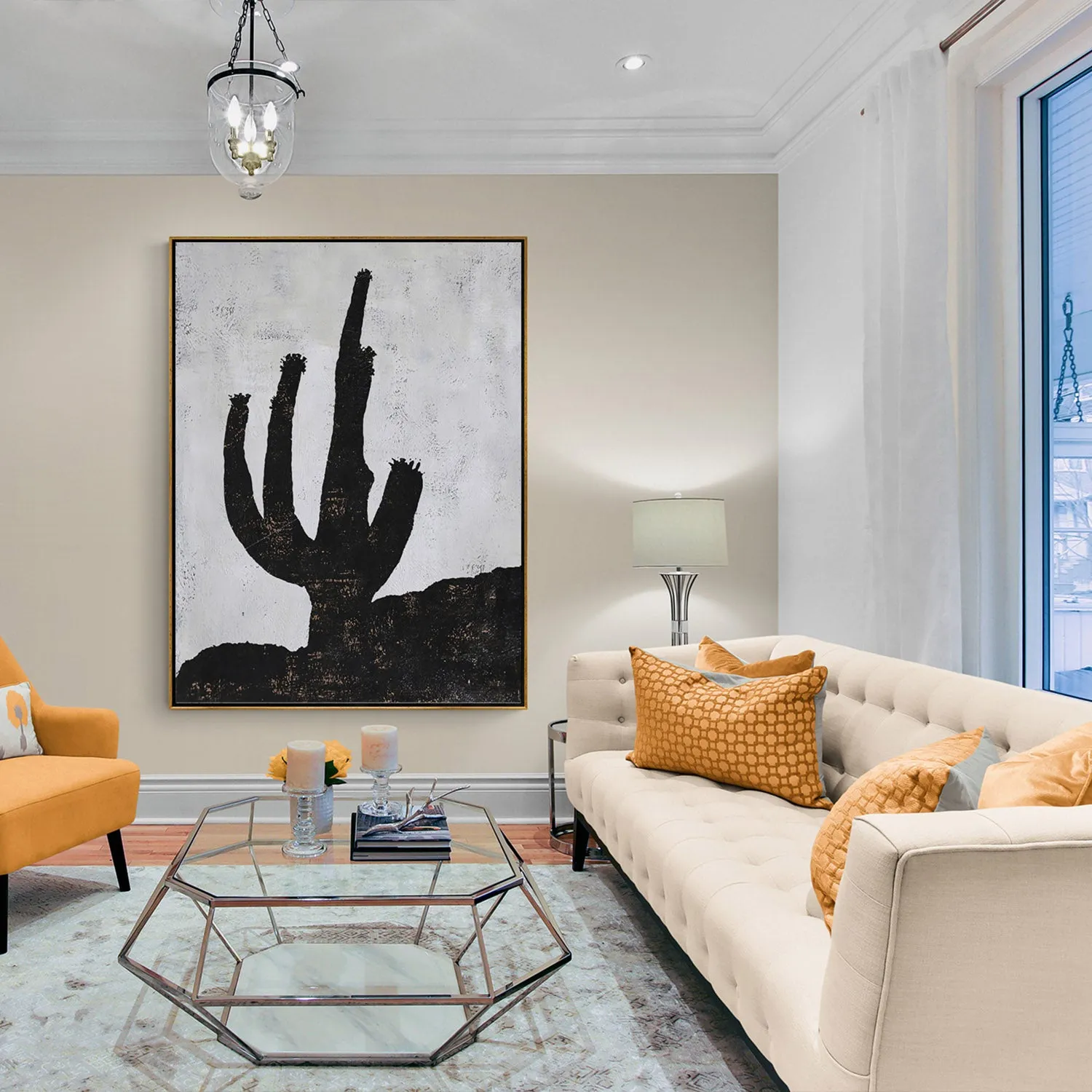 Vertical Minimalist Cactus Painting H262V