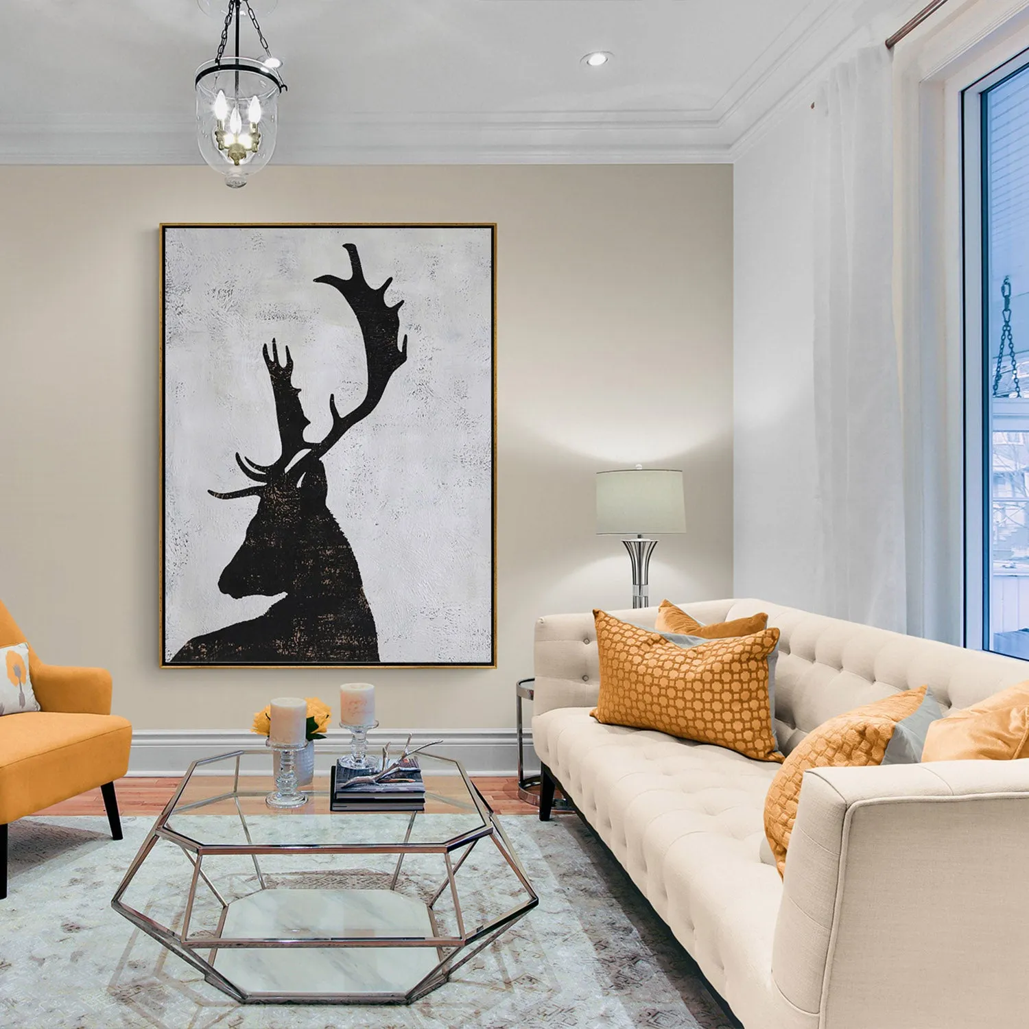 Vertical Minimalist Deer Painting H241V